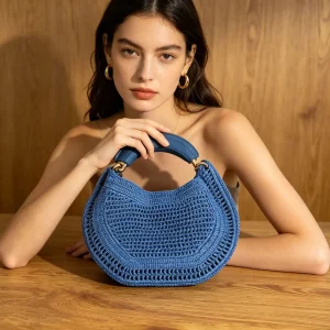 Woven Crescent Handbag